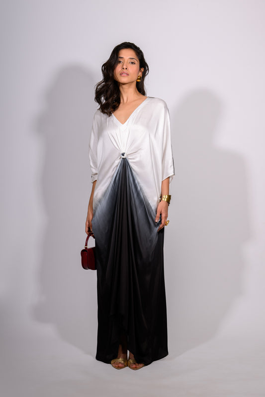 Noir Fade Satin Kaftan Gown