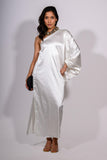 Ivory Drape One-Shoulder Dress