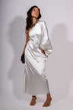 Ivory Drape One-Shoulder Dress