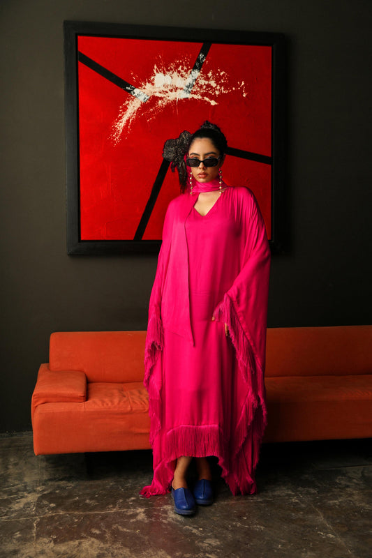 Peony Petal Pink Fringe Kaftan