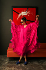 Peony Petal Pink Fringe Kaftan