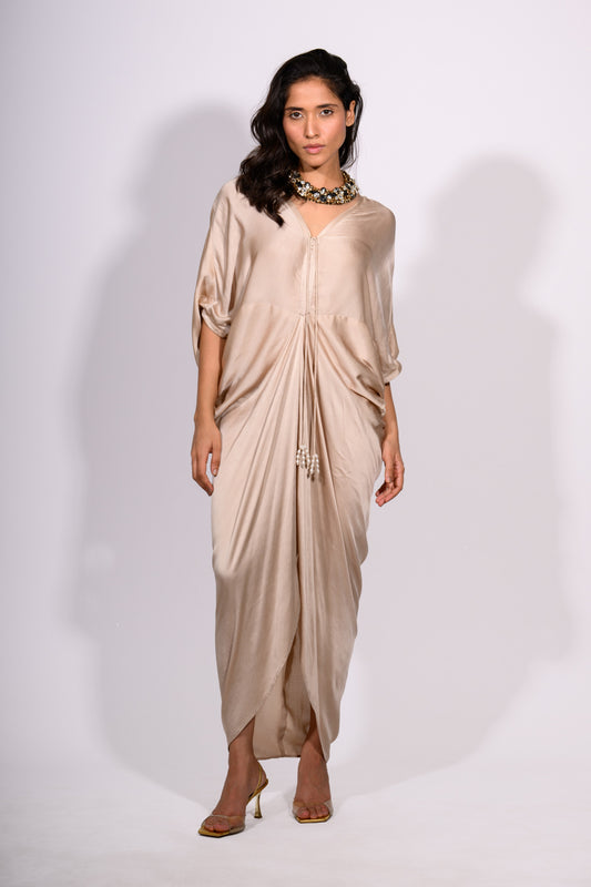 Champagne Satin Cinch Dress